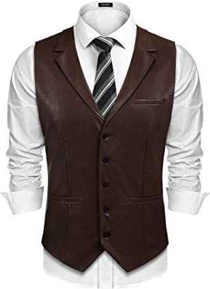 Amazon.com: Western Vest, Leather Waistcoat, Slim Vest, Waistcoat Men, Sleeveless Coat, Stylish Suit, Mens Fashion Streetwear, Casual Vest, Sleeveless Jacket