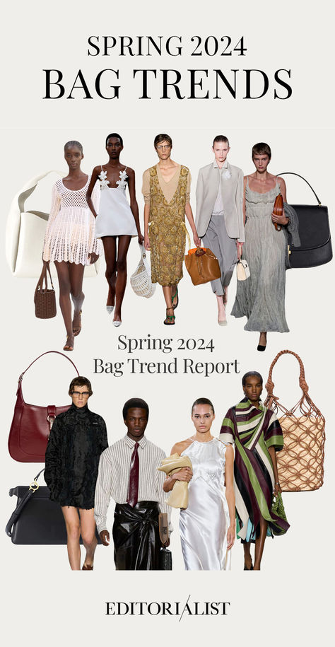 From Bottega Veneta to Victoria Beckham, Spring 2024's bag trends are both familiar and fresh. Read the ones we’re charting. Bags For Summer 2024, Handbag 2024 Trend, Designer Bags 2024 Trends, Luxury Bags 2024, Spring 2024 Handbag Trends, Spring Handbags 2024, Trendy Bags 2024 Summer, Summer Bags 2024 Trends, 2024 Designer Bags