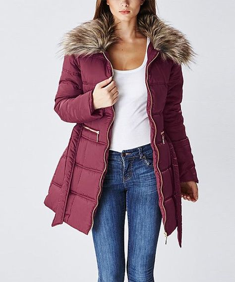 Burgundy Puffer Jacket Outfit, Burgundy Puffer Jacket, Zulily Women, Fashion Outfits Winter, Winter Outfits Aesthetic, Nails Winter, Green Utility Jacket, Winter Chic, Fashion Trends Winter