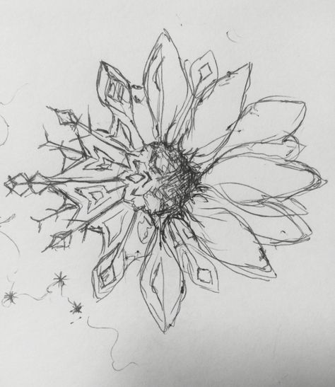 Daisy to snowflake, love this idea as a tattoo Floral Snowflake Tattoo, Cold Weather Tattoo, Half Sun Half Snowflake Tattoo, Half Snowflake Tattoo, Summer Winter Tattoo, Sun Snowflake Tattoo, Snowflake Tattoo Shoulder, Four Season Tattoo Ideas, Snowflake Flower Tattoo