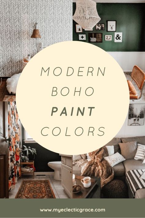 One blogger with a modern boho house shares all the paint colors she used to pull together her eclectic home! Modern Boho Paint Colors, Modern Boho House, Boho Colorful Living Room, Boho Paint Colors, Dekorasi Bohemia, Boho Dining Room, Modern Boho Living Room, Colourful Living Room Decor, Boho Interior Design