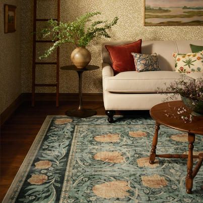 Introducing washable Morris & Co.... - William Morris & Co | Facebook Morris And Co, Spring Rugs, Block Printed Textiles, Home Library Design, Eclectic Living Room, Bird Motif, Vine Design, Carpet Design, Modern Life