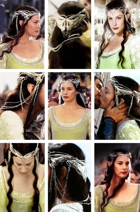 Lord Of The Rings Outfits Elves, Lotr Elves Costume, Lotr Elves Clothing, Arwen Lord Of The Rings Costume, Aragorn And Arwen Costume, Arwen Headpiece, Elvish Wedding Dress Lord Of The Rings, Arwen Halloween Costume, Arwen Undomiel Aesthetic