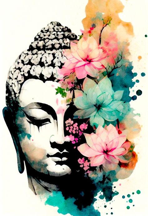 Spiritual Art Painting, Buddha Canvas Art, Image Zen, Buddha Art Drawing, Buddha Artwork, Buddha Art Painting, Beautiful Art Paintings, Buddha Painting, Watercolor Paintings Tutorials