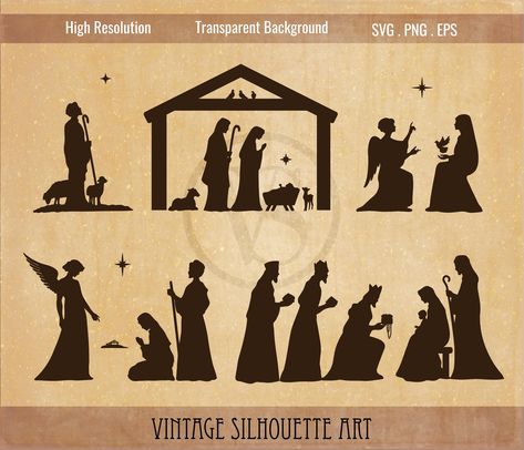 Men Svg, Nativity Svg, Nativity Silhouette, Jesus Mother, Christmas Play, Silhouette Christmas, Three Wise Men, Vintage Silhouette, Wise Men