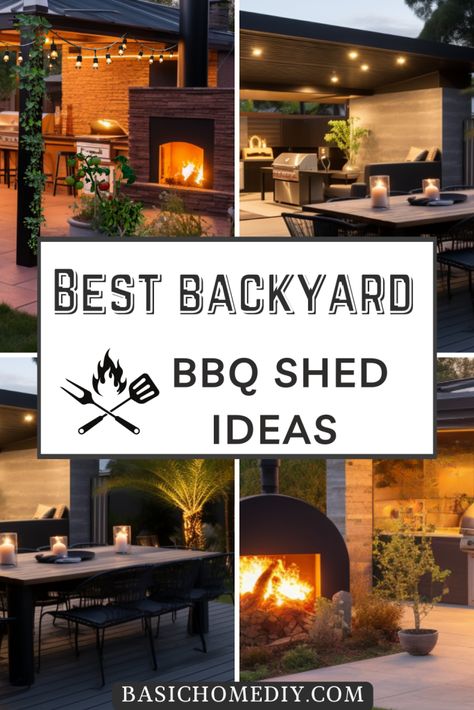 Best Backyard BBQ Shed Ideas for Your Home Bbq Shed Ideas, Bbq Shelter Ideas, Backyard Grilling Area, Backyard Kitchen Ideas, Small Bbq, Bbq Shed, Outside Fun, Bbq Hut, Bbq Bar