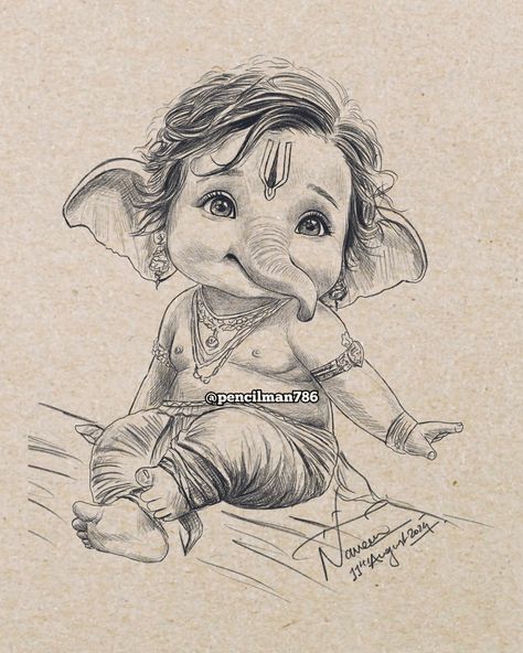 Bal Ganesha 🙏🌺 Ganapati Bappa Morya🌸 “🌟✨ Little Ganesha, the cutest blessing! 💖 Embracing the joy and innocence of new beginnings. Let’s celebrate the power of love, wisdom, and a sprinkle of mischief! 🌼🙏 #BabyGanesha #DivineCutie #BlessingsInDisguise” #balganesh #balganesha #ganesha Pencil Artwork of #lordganesha as kid 🥹 #ganpati #ganpatibappamorya 🙏🏻 #ganesh #gajanan Follow @pencilman786 👈🏻 if you like my #artwork [ Bal Ganesh, Cute Bal Ganesha , Beautiful eyes, Lord as Kid, Penc... Cute Bappa Drawing, Ganashpati Drawing, Ganpati Pencil Sketch, Cute Ganpati Drawing, Ganpati Bappa Sketch Pencil, Bal Ganesh Cute, Ganesh Sketch Pencil, Baby Ganesha Drawing, Cute Ganesha Painting