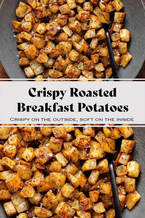 Try these Crispy Breakfast Potatoes for breakfast with eggs, roasted vegetables, or anything else you like! They also make a great side for lunch or dinner. These potatoes are crispy on the outside but still soft and fluffy on the inside. Flavorful, a little spicy, and delicious with anything you serve them with. Whole 30 Breakfast Potatoes, Diced Breakfast Potatoes In Oven, Healthy Potato Meal Prep, Potato Cubes Breakfast, Breakfast Potatoes With Onions, Cheese Breakfast Potatoes, Red Potato Recipes Breakfast, Breakfast Diced Potatoes, Potato’s And Eggs