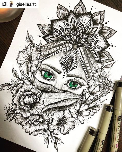 I could drown in those eyes. 😍💃🏽💚 . . TAG your artwork with #zenartfeatures . . THIS artwork is done by @giselleartt ・・・ Pasó el tiempo… Abstract Pencil Drawings, Boho Art Drawings, Pen Art Drawings, Doodle Art Drawing, Art Sketches Pencil, Mandala Art Lesson, Pencil Drawings Easy, Art Drawings Sketches Pencil, Mandala Artwork