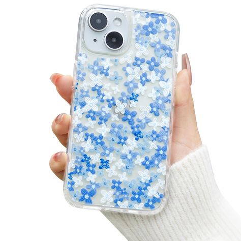 PRICES MAY VARY. 【Compatible Models】This fashion clear blue flowers pattern case is compatible with iPhone 13/ iPhone 14 (6.1" Inch). not compatible with other iPhone case, please check your iPhone model carefully before place order. 【Stylish Design】This aesthetic iPhone 13/ iPhone 14 girly case features a unique flowers pattern design, adding a touch of elegance and sophistication to your phone., This stylish case is more than just a phone accessory; it's a conversation starter that will get yo Phone Cases For Iphone 13 Mini, Blue Flower Phone Case, Iphone 15 Cute Cases, Iphone 13 Accessories, Phone Case For Blue Phone, Iphone 13 Case Ideas, Cute Iphone 11 Cases, Iphone 13 Phone Cases, Cute Phone Cases Aesthetic