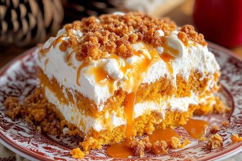 Pumpkin Dirt Cake, Better Than Anything Pumpkin Cake, Pumpkin Better Than Cake, Pumpkin Layer Cake Recipes, Pumpkin Cream Cake, Pumpkin Ricotta Cake, Spice Cake With Pumpkin Puree, Best Pumpkin Dessert Recipes, Pumpkin Better Than Anything Cake