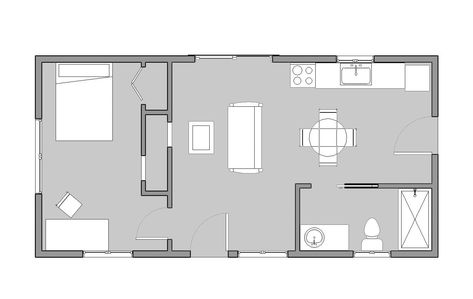 16x36 Floor Plans, 16x40 House Plans, Shed Conversion, Guest House Plans, Home Layout, Duplex Floor Plans, Off Grid House, House Plan With Loft, Cabin Tiny House