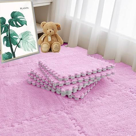 Amazon.com: Jaderlu 16pcs 0.6" Thickened Interlocking Tile Mats,Fluffy Shaggy Soft EVA Foam Area Rug for Living Room & Bedroom,Non-Slip Protective Floor Carpet Play Mat Kids Baby Dorm Home Decor (11.8ft, Pink): Home & Kitchen Baby Carpet, Interlocking Tile, Area Rug For Living Room, Floor Carpet, Rug For Living Room, Play Mat, Dream House Decor, Eva Foam, Pink Rug