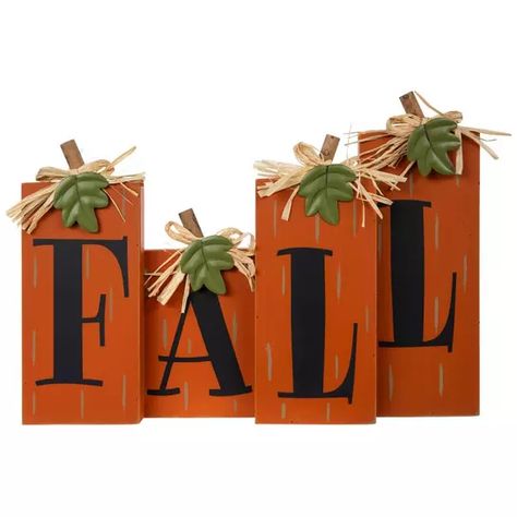 Fall Rectangle Wood Pumpkins | Hobby Lobby | 5042221 Thanksgiving Tabletop Decor, Hobby Lobby Fall, Block Pumpkins, Fall Craft Fairs, Fall Pumpkin Sign, Fall Wood Crafts, Fall Pumpkin Crafts, Fall Decor Diy Crafts, Halloween Wood Crafts