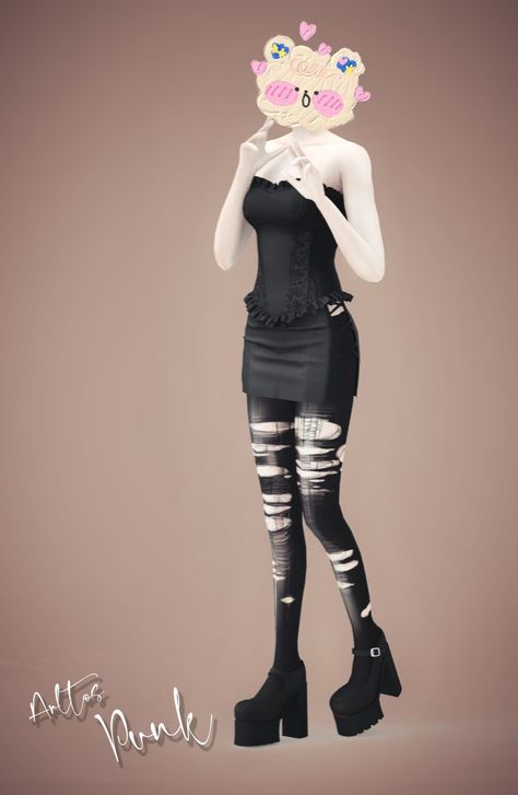 Ripped Stockings, Ripped Tights, Punk Dress, Sims 4 Cc Finds, Ts4 Cc, Sims 4 Cc, Maxis Match, Sims 3, Sims 4