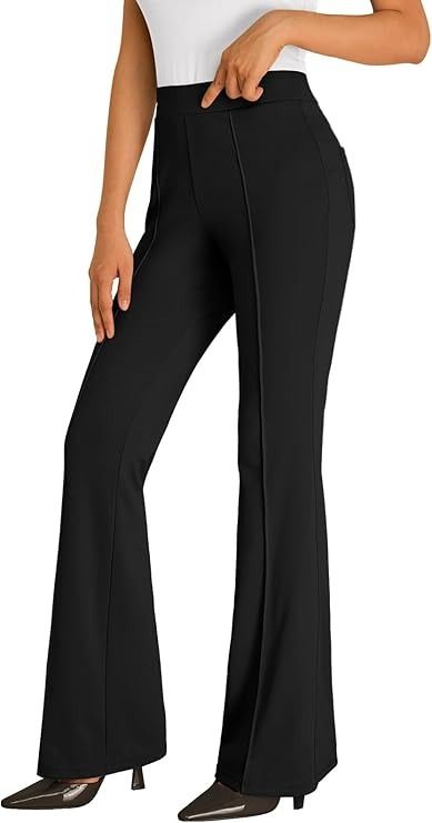 EFAN Womens Work Business Casual Flare Leggings Pants Comfort Office High Waisted Slacks Pants with Pockets 2024 Black M at Amazon Women’s Clothing store High Waisted Pants Work, High Waisted Slacks, Slacks Pants, Oversized Sweater Women, Slack Pants, Womens Business Casual, Flare Leg Pants, Pants With Pockets, Beach Wear Dresses