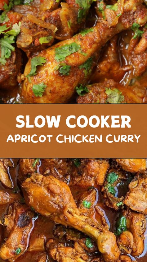 Slow Cooker Apricot Chicken Curry Crockpot Curry Recipes, Apricot Chicken Drumsticks, Crockpot Curry Chicken, Apricot Chicken Slow Cooker, Slow Cooker Apricot Chicken, Chicken And Onions, Slow Cooker Curry Recipes, Apricot Nectar, Slow Cooker Curry