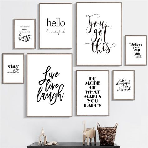 Nordic Style Interior Design, Love Laugh Quotes, Canvas Painting Black, Wall Poster Prints, Laughing Quotes, Minimalist Quotes, Motivation Poster, Quotes Wall Art, Live Love Laugh