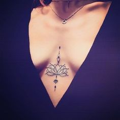 Bohemian Tattoo, Underboob Tattoo Designs, Bauch Tattoos, Lotus Tattoo Design, Cute Hand Tattoos, Tattoo Trend, Cool Chest Tattoos, Chest Tattoos For Women, Sternum Tattoo