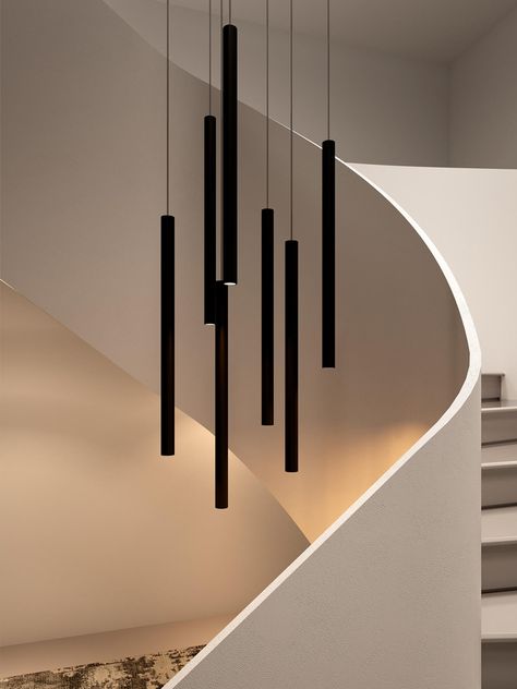 Simple LED Chandelier Water Pipe Long Chandelier Living Room Hanging Lamp Long Downlight Compound Staircase Lighting Ideas Chandeliers, Lighting High Ceiling, Modern Chandelier High Ceiling, Chandelier For Stairs, Led Lights Aesthetic, High Ceiling Chandelier, Staircase Chandelier Modern, Square Pendant Light, Led Staircase