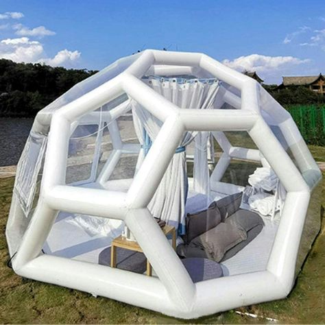 Spherical Inflatable Luxurious Inflatable Bubble Tent Family Camping Backyard ★ You can either use it in the garden or patio or for camping to enjoy breakfast, dinner and even to play games with your family & friends. Fortunately, made with high-quality materials that are very resilient and durable, this tent will last for a longer period.★ BETTER BUSINESS OPPORTUNITIES: Not Only Can be used to decorate the courtyard of your own home but also can be used for golf courses, Travel Homestay. Luxury Camping Tents, Bubble Soccer, Bubble House, Bubble Tent, Backyard Camping, Rain Protection, Dome Tent, Geodesic Dome, Luxury Camping