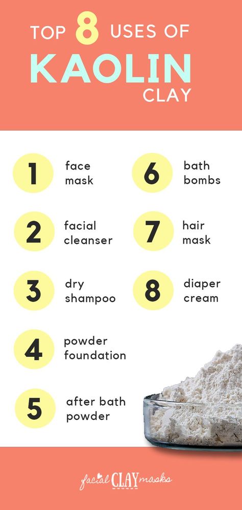 Have you found out that Kaolin clay is amazing as a face mask? But it has so many more uses!  Kaolin clay doubles as a bath bomb, facial cleanser, dry shampoo, powder foundation, facial cleanser, and even as a diaper cream.  The best part, most of these applications don't need a recipe, just simple mix kaolin with water or rose water and apply.   #kaolin #benefits #uses #beauty #beautytips #hairmaks #clay #kaolinclay #natural #cosmetic #hairmask #facemask #mask #bathbomb #diapercream #cleanser Kaolin Clay Recipes, Kaolin Clay Benefits, Cleanser Recipe, Clay Recipes, Dry Shampoo Powder, Diy Soaps, Face Pack, Natural Skin Care Routine, Bentonite Clay