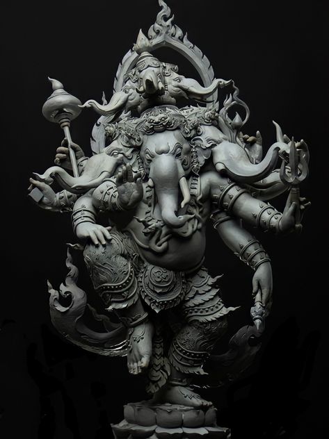 Hindu God Ganesha, Tato Phoenix, Ganesh Sculpture, Ganesha Sculpture, Buddhist Art Drawing, Ganesh Art Paintings, Ganesha Tattoo, Ancient Indian Architecture, Goddess Sculpture