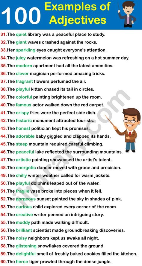 Adjectives In English, Examples Of Adjectives, Basic English Sentences, English Adjectives, Phrases And Sentences, Learning Phonics, English Test, English Writing Skills, English Reading