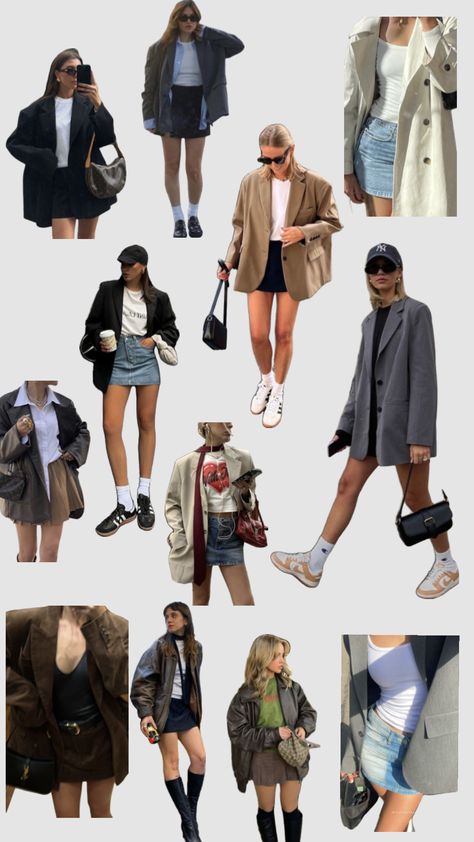 jacket and mini combination Casual Sporty Outfits, Outfit Office, Smart Casual Work Outfit, Many Outfits, Fasion Outfits, Business Casual Outfits For Work, Jacket Outfit, Fashion Hacks Clothes, Sporty Outfits