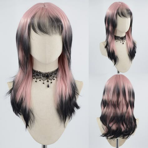 Weekendwigs® (@weekendwigs) • Instagram photos and videos Pink Hair Black Highlights, Pastel Pink And Black Hair, Pink Bangs Black Hair, Pink Highlights In Black Hair, Pink Black Hair, Hair Inspo Black, Harajuku Hair, Pink And Black Hair, Light Pink Hair