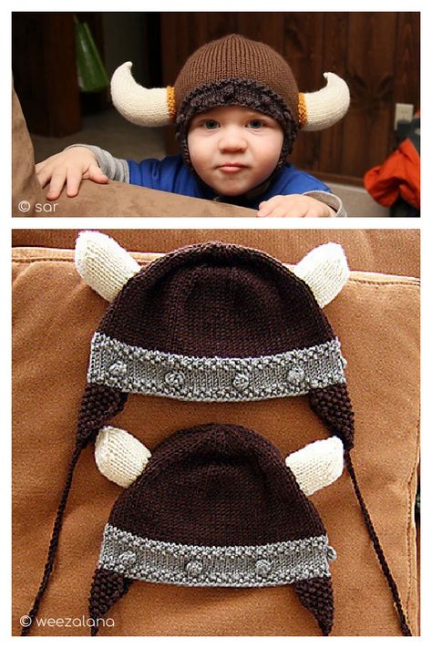 Viking Hat Free Knitting Pattern Knitted Viking Hat Pattern, Viking Knitting Pattern, Baby Beard, Hat Free Knitting Pattern, Knitted Baby Beanies, Viking Pattern, Viking Hat, Knitting Tutorials, Viking Knit