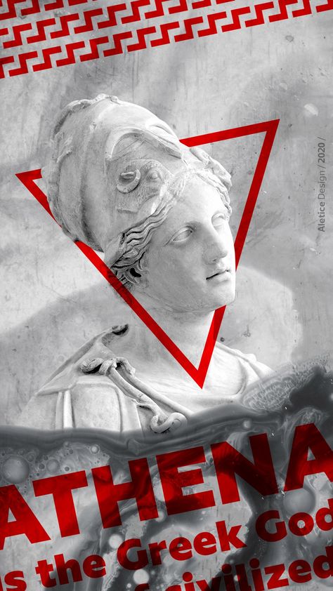 Wallpaper for phone with Athena statue #poster #graphic #design #wallpaper #god #athena Greek Statue Graphic Design, Mythology Graphic Design, Greek Poster Design, God Athena, Greek Graphic Design, Mythology Poster, Athena Statue, Graphic Design Wallpaper, Greece Design