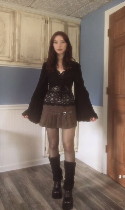 Fairy Core Dark Outfits, Fairy Grunge Skirt Outfit, Fairy Grunge Dress Outfit, Gloomy Fairycore, Dark Fairy Inspired Outfit, Dark Fairy Grunge Aesthetic Outfits, Fairy Grunge Inspo Outfit, Dark Fairy Grunge Outfits, Dark Fairy Aesthetic Outfit