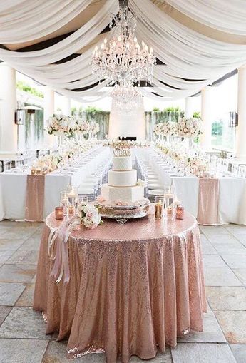 Rose Gold Wedding Table, Rose Gold Sequin Tablecloth, Gold Sequin Tablecloth, Anemone Wedding, Rose Gold Wedding Decor, Sequin Tablecloth, Gold Wedding Decorations, Glam Wedding, Rose Gold Wedding