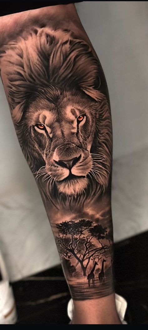 Thigh Lion Tattoo Man, Lion Tattoo For Men Shoulder, Lion Quad Tattoo Men, Lion Roar Tattoo Design, Unique Lion Tattoo For Men, Leo Forearm Tattoo For Men, Lion Safari Tattoo, Sleeve Tattoos Ideas For Guys, Lion Bicep Tattoo Men