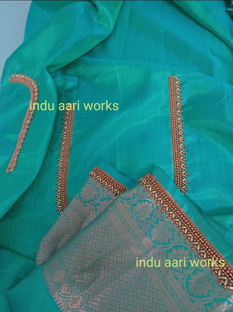 Aari Simple Blouse Design 1000, 500 Rs Aari Work Design, 1000 Rs Aari Work Design, Simple Aari Blouse Designs, Simple Aari Work Blouse Design, Simple Aari Work, Magam Work Designs, Magam Work, Peacock Embroidery Designs