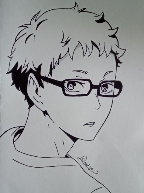 Sketch Anime Drawing Tsukishima Kei Sketch, Haikyu Doodles, Tsukishima Kei Drawing, Tsukishima Drawing, Volleyball Sketch, Haikyu Anime, Anime Volleyball, Kei Tsukishima, Haikyuu Tsukishima