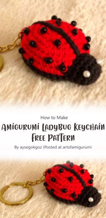 4 Amigurumi Ladybug Free Pattern Ideas - Carolinamontoni.com Crochet Ladybug Keychain Pattern Free, Crocheted Ladybug Free Pattern, Crochet Ladybug Keychain, Crochet Ladybird Pattern Free, Crochet Ladybug Pattern Free, Ladybug Keychain, Crochet Kindness, Crochet Key Cover, Crochet Ladybug