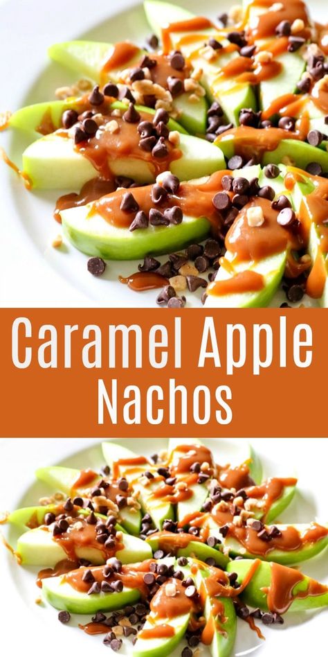 Caramel Apple Nachos, Apple Nachos Recipe, Dessert Nachos, Apple Nachos, Caramel Apples Easy, Dessert Oreo, Easy Dessert Recipes Quick, Easy Dessert Recipe, Fall Snacks