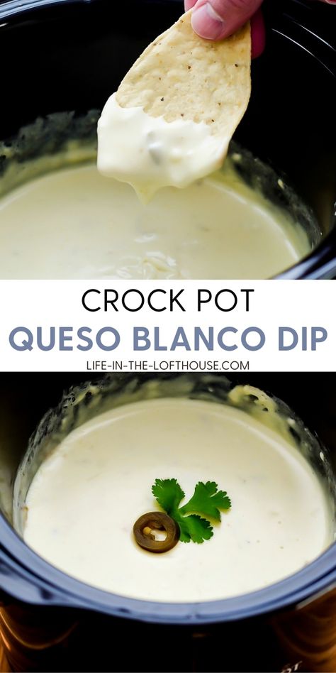 Queso Dip Crockpot, Crock Pot Queso, Queso Blanco Dip, White Cheese Dip, White Queso Dip, White Queso, Crock Pot Dips, Queso Dip Recipes, Queso Recipe