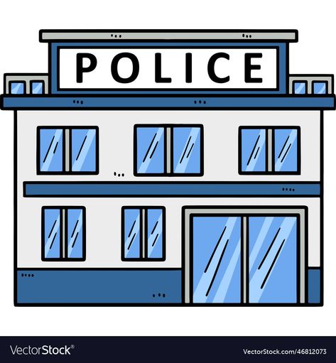 Police Station Clip Art, Police Station Illustration, Police Art Drawing, Police Station Cartoon, Police Station Drawing, Police Cartoon, Police Clipart, Police Art, Cartoon Clipart