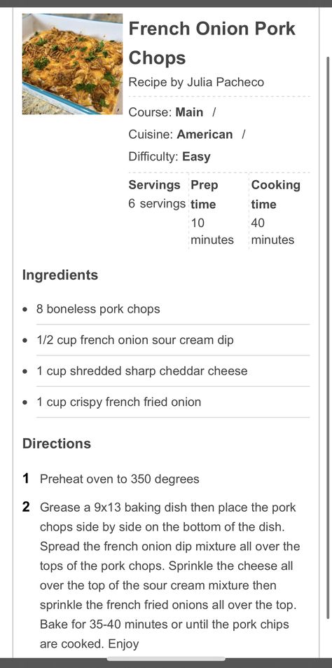 Pork Chop French Onion Dip, French Onion Dip Pork Chops Baked, Pork Chop Recipes French Onion, Pork Chop With French Onion Dip, Onion Dip Pork Chops, French Onion Dip Pork Chops, Sides For Pork Chops, French Onion Pork Chops, Buffalo Chicken Casserole