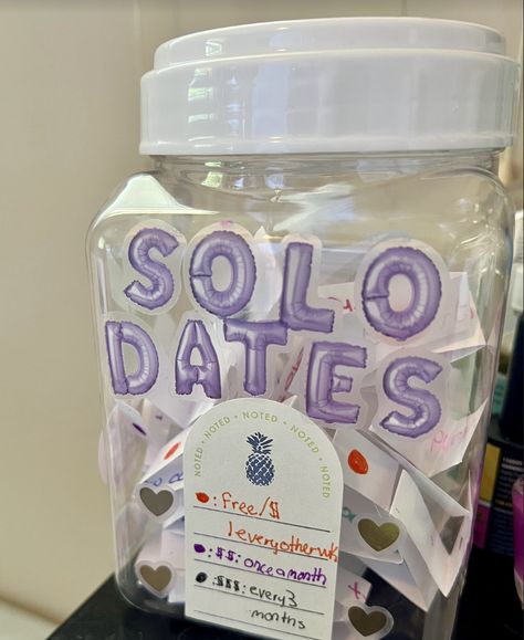 Dates In A Jar, Solo Date Ideas, Solo Date, Fall In Love With Yourself, Date Activities, Vision Board Photos, Vision Board Pictures, Acts Of Love, Study Smarter