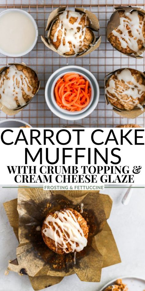 Lemon Poppyseed Cake Recipe, Carrot Cake Muffin Recipe, Muffins With Cream Cheese, Cheesecake Oreo, Bakery Style Muffins, Easy Carrot Cake, Carrot Cake Muffins, Cake Muffins, Cream Cheese Glaze