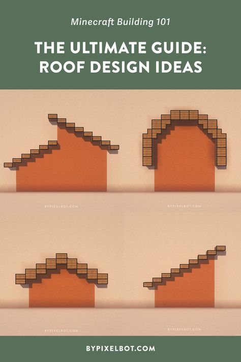 The Ultimate Guide to Minecraft House Roof Designs — ByPixelbot Minecraft Roof Design Easy, Minecraft Building References, Started Minecraft House, How To Build Roofs In Minecraft, Easy Minecraft Roof, Roof Styles Minecraft, Minecraft First House, Minecraft Roof Windows Design, Minecraft House Windows