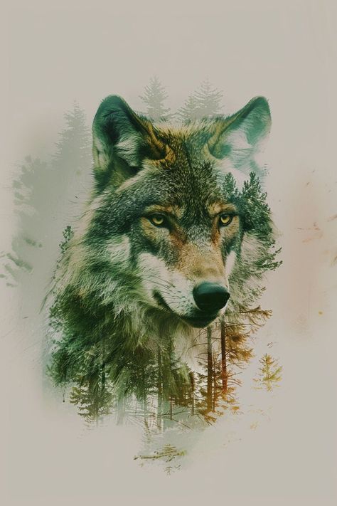 Step into the untamed wilderness with our captivating digital download featuring the majestic head of a wolf, seamlessly intertwined with the lush hues of a forest. This enchanting artwork invites you to explore the depths of nature's beauty, where the spirit of the wolf roams free amidst the towering trees and verdant foliage. In this mesmerizing composition, the wolf's noble visage emerges from the heart of the forest, its piercing gaze capturing the essence of strength, wisdom, and untamed grace. Against a backdrop of rich greens and earthy browns, the forest comes alive, showcasing the intricate tapestry of nature's bounty. Through the artful technique of double exposure, the boundaries between wolf and forest blur, creating a harmonious fusion of predator and prey, of wilderness and s Wolf In Forest, Wolf Forest, Majestic Wolf, Wolf Decor, Art Wolf, Double Exposition, Wolf Artwork, Wildlife Artwork, Sculptures Céramiques