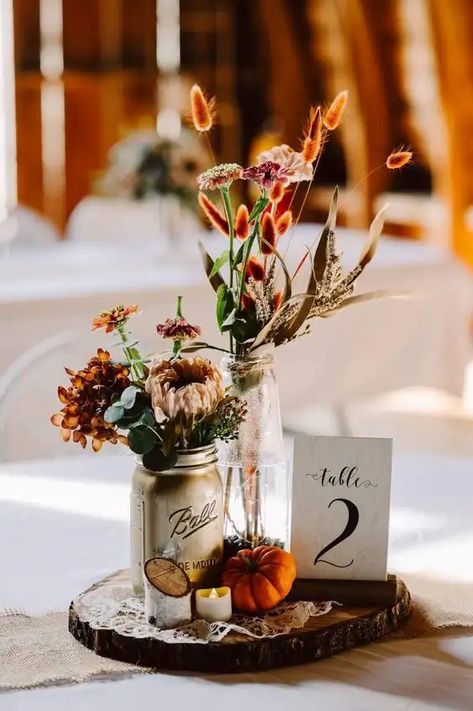 40+ Fall Wedding Ideas on a Budget We Love - HubPages Fall Outdoor Wedding Centerpieces, Diy Wedding Decorations On A Budget, Diy Fall Wedding Centerpieces, Whimsical Fall Wedding, Diy Fall Wedding Decorations, Fall Country Wedding, Fall Wedding Table Decor, Fall Wedding Favors, Early Fall Weddings