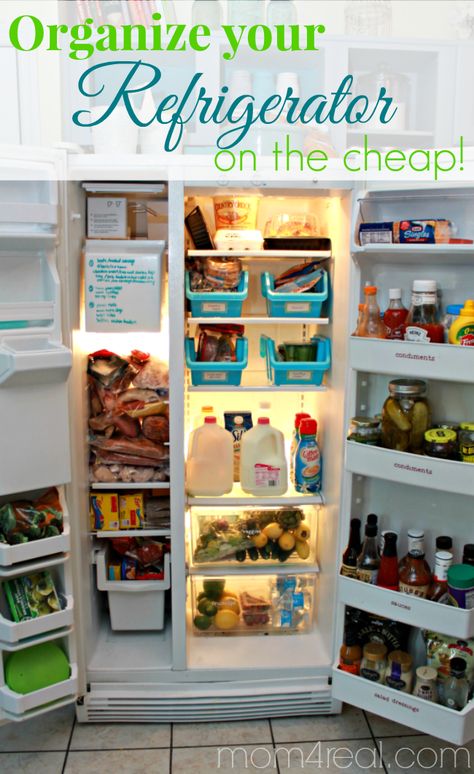 Drawer Storage Ideas, Organize Refrigerator, Refrigerator Ideas, Freezer Drawer, Cheap Organization, Freezer Organization, Organized Kitchen, Side By Side Refrigerator, Cleaning Tricks