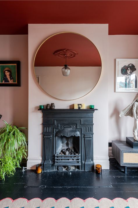 Red ceiling and blush pink walls in the home of  @beulah_story, photographed by @npphotographer, featured in The New Colourful Home by Emma Merry of Home Milk. Read our interview with Emma on our blog now! Red Living Room, Red Ceiling, Mad About The House, Colourful Home, Red Living, Colour Consultant, Living Room Red, Bedroom Red, Beautiful Rooms