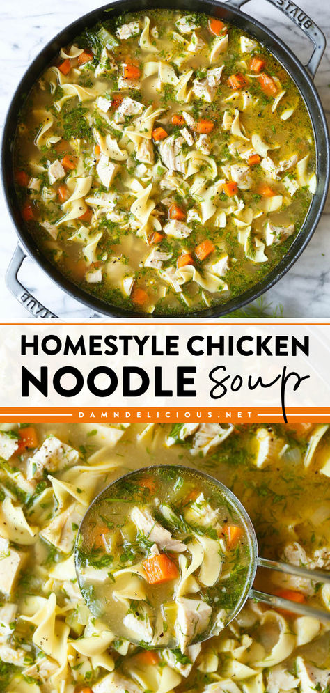 Need a cozy dinner? This easy comfort food is a classic! So warm and so soothing, this Homestyle Chicken Noodle Soup is the perfect winter dish on chilly nights. Pin this good soup recipe for later! Homestyle Chicken Noodle Soup, Classic Chicken Noodle Soup, Before Workout, College Recipes, Warm Up Exercises, College Cooking, Hearty Soup Recipes, Squeezed Lemon, Chicken Noodle Soup Homemade